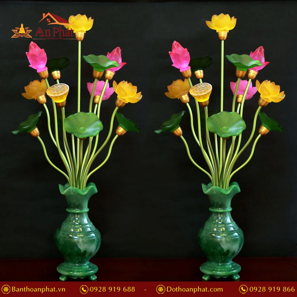 Đèn thờ điện bình ngọc 7 Bông 6 Lá Đế Lọ DTD1438 21 Đèn thờ điện bình ngọc 7 Bông 6 Lá Đế Lọ DTD1438 An Phát