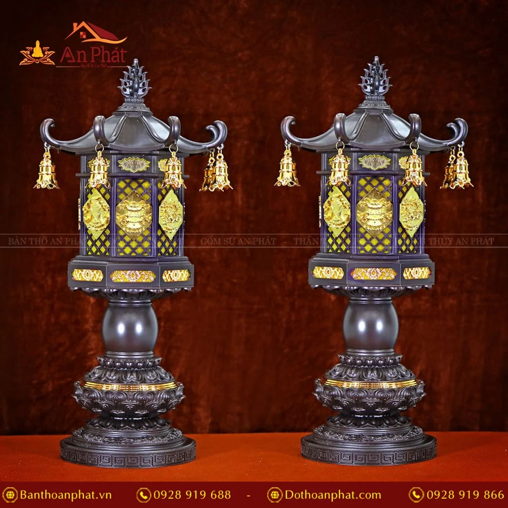 Đèn thờ điện tám cát tường hợp kim đồng DTD1433 15 Đèn thờ điện tám cát tường hợp kim đồng DTD1433 An Phát