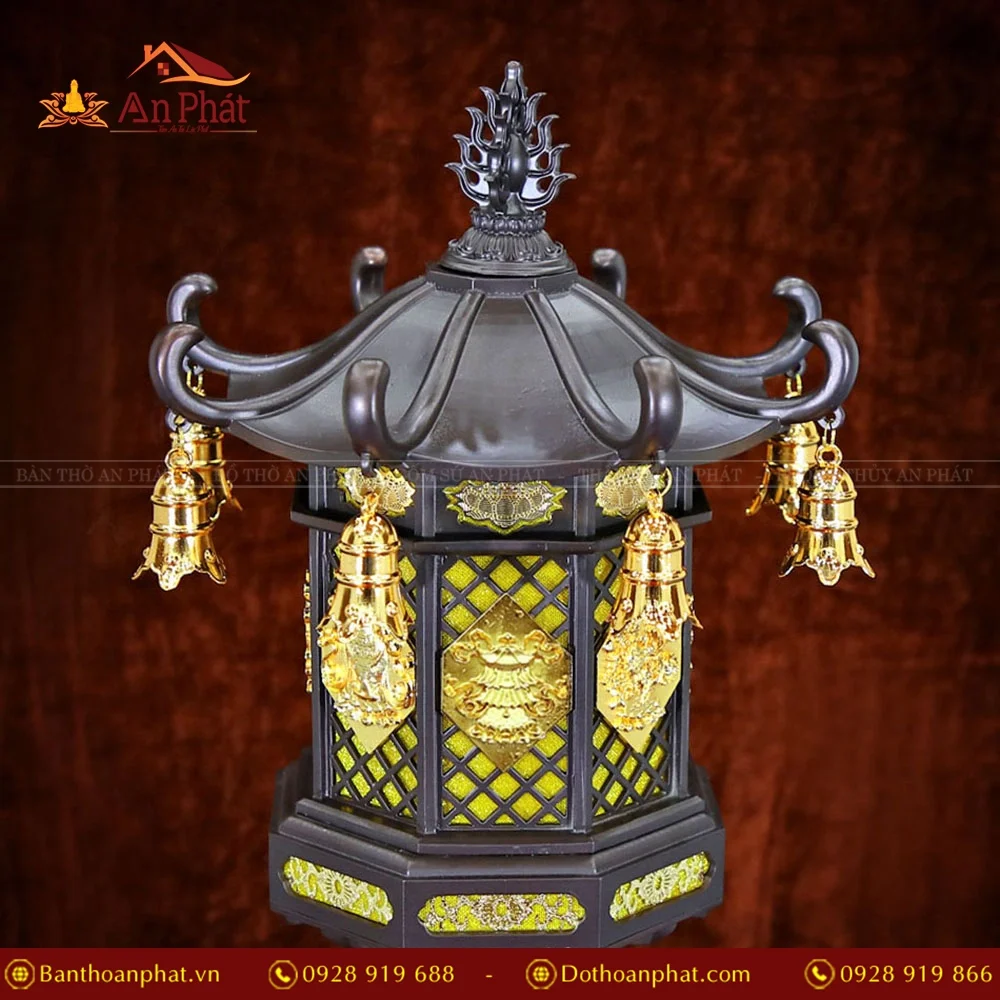 Đèn thờ điện tám cát tường hợp kim đồng DTD1433 17 Thân đèn hợp kim đồng chắc chắn