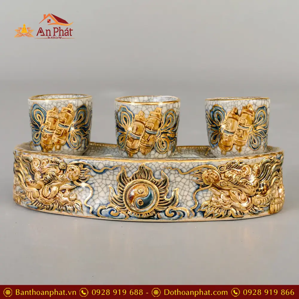 Kỷ Chén Cong Men Rạn Đắp Nổi Vẽ Vàng Cao Cấp DT794 14 ky chen cong men ran dap noi ve vang cao cap dt79400006