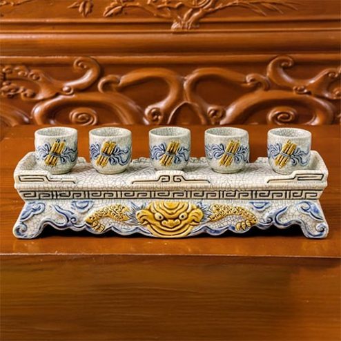 Kỷ Chén Thằng Men Rạn Đắp Nổi Bát Tràng DT783