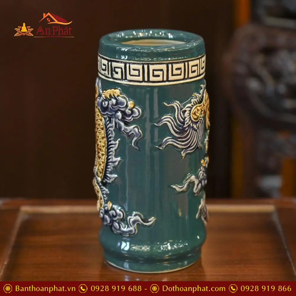 Ống Hương Bát Tràng Men Màu Xanh Đắp Nổi DT814 8 ong huong bat trang men mau xanh dap noi dt81400003