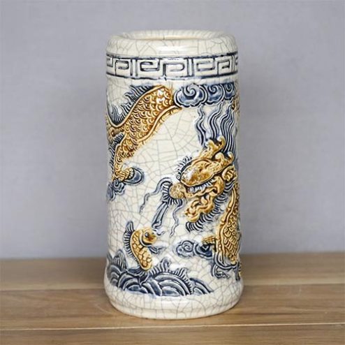 Ống Hương Men Rạn Đắp Nổi Bát Tràng DT810