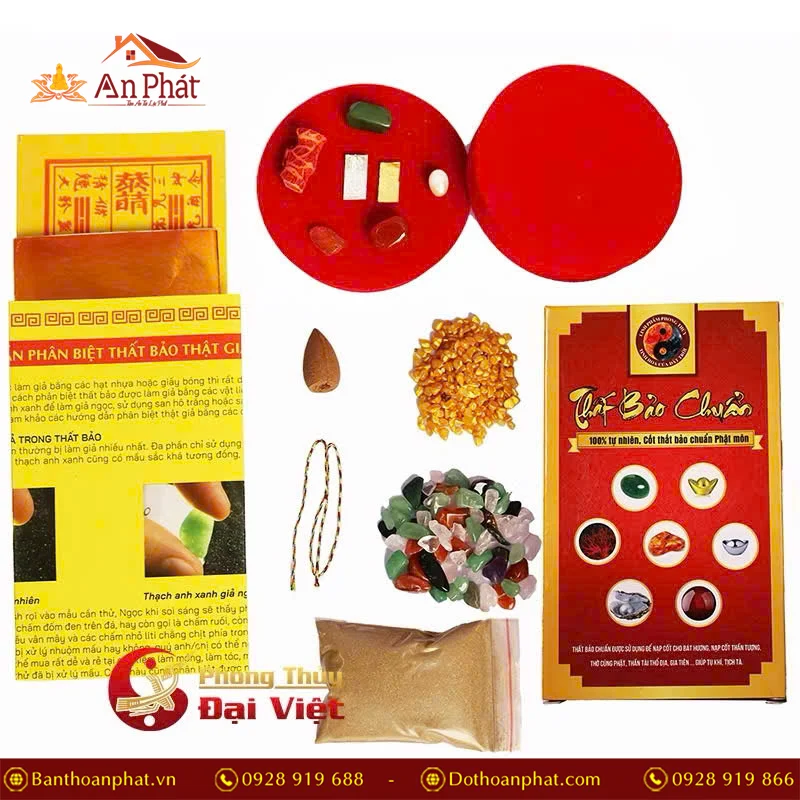 Bộ cốt thất bảo cao cấp PK9544 10 Bộ cốt bát hương đầy đủ