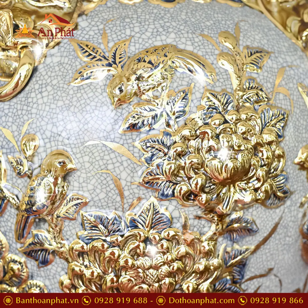 Choé Thờ Bát Tràng Đắp Nổi Công Đào Kênh Vẽ Vàng Cao Cấp DT971 37 choe tho bat trang dap noi cong dao kenh ve vang cao cap dt97100003