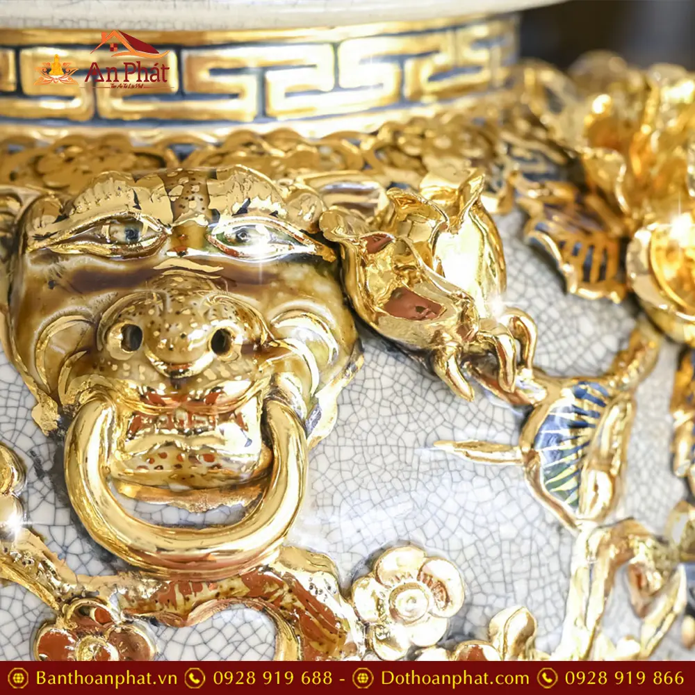 Choé Thờ Bát Tràng Đắp Nổi Công Đào Kênh Vẽ Vàng Cao Cấp DT971 35 choe tho bat trang dap noi cong dao kenh ve vang cao cap dt97100006