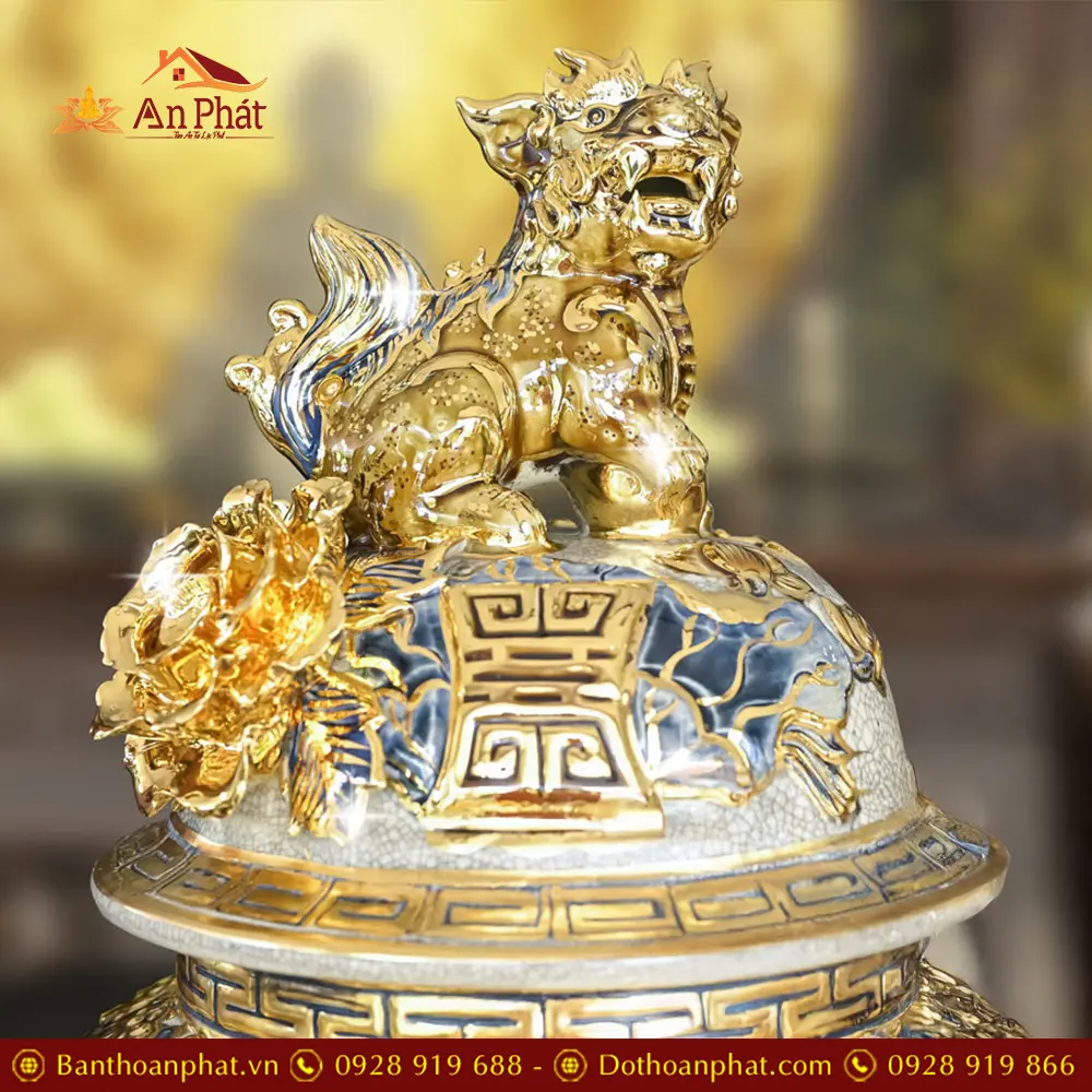 Choé Thờ Bát Tràng Đắp Nổi Công Đào Kênh Vẽ Vàng Cao Cấp DT971 34 choe tho bat trang dap noi cong dao kenh ve vang cao cap dt97100008