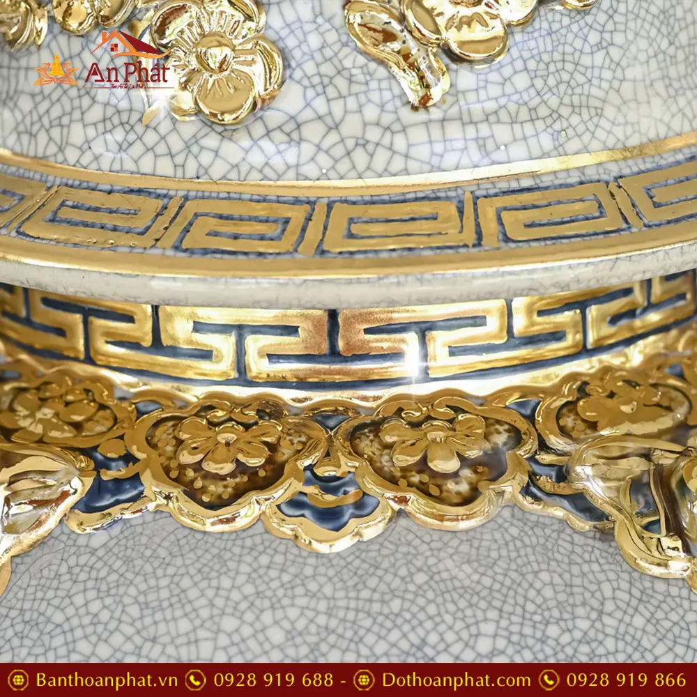 Choé Thờ Bát Tràng Đắp Nổi Công Đào Kênh Vẽ Vàng Cao Cấp DT971 40 choe tho bat trang dap noi cong dao kenh ve vang cao cap dt97100014