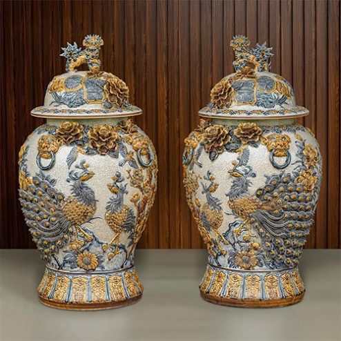 Choé Thờ Công Đào Kênh Men Rạn Đắp Nổi Bát Tràng DT968