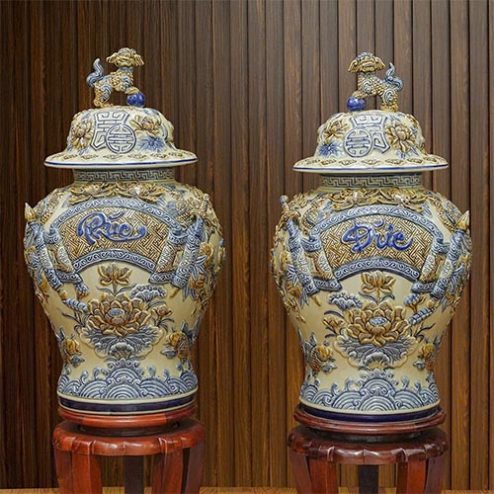 Choé Thờ Hoàng Thổ Phúc Đức Đắp Nổi Bát Tràng DT973