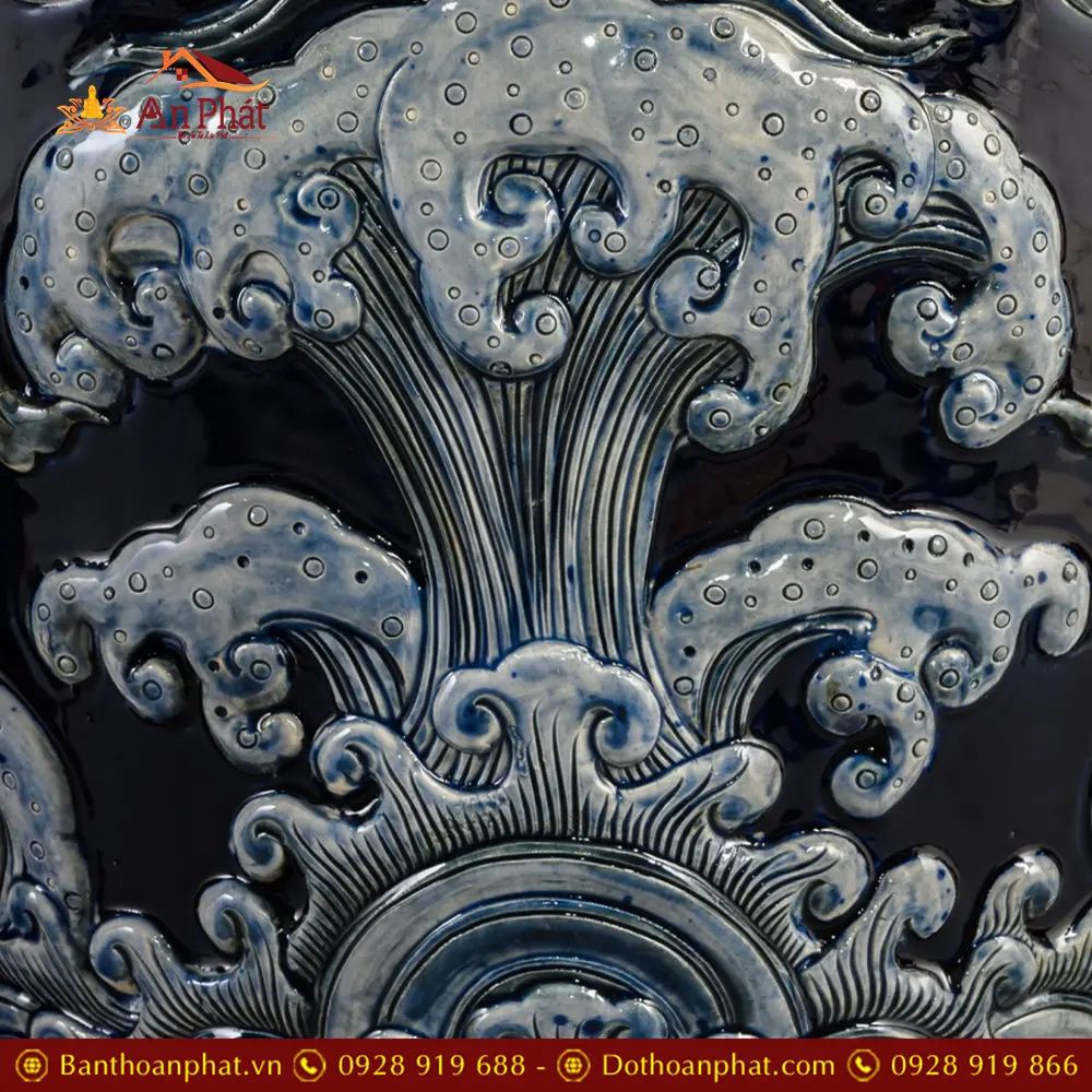 Đôi Lộc Bình Kênh Phúc Đức Xanh Coban Đắp Nổi Bát Tràng DT928 23 doi loc binh kenh phuc duc xanh coban dap noi bat trang dt92800002