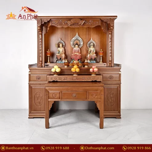 Khám thờ có khắc kinh Phật màu nguyên bản BT8728 An Phát