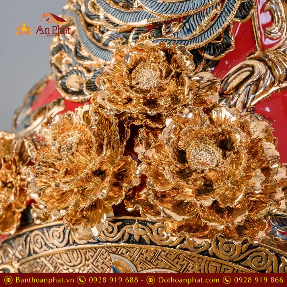Lọ Lộc Bình Cao Cấp Phúc Lộc Thọ Vẽ Vàng Màu Đỏ Đắp Nổi DT947 21 lo loc binh cao cap phuc loc tho ve vang mau do dap noi dt94700007