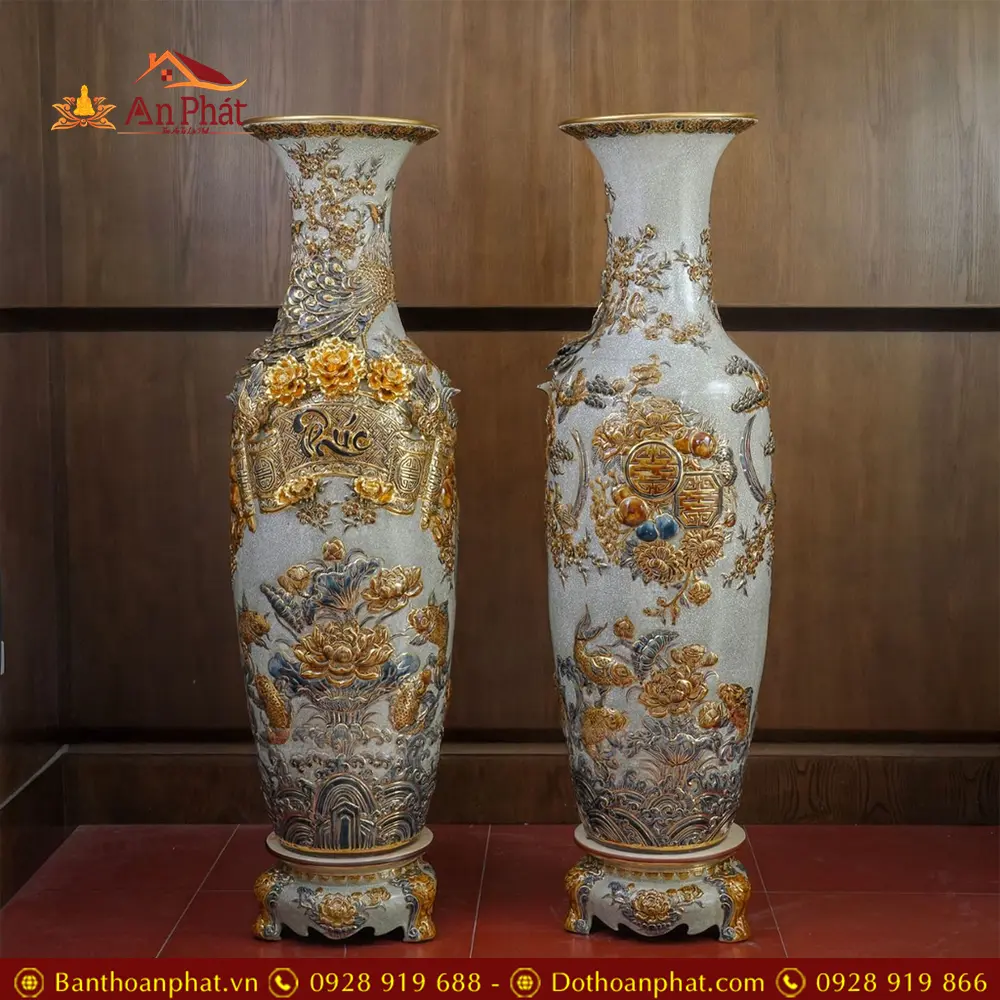 Lọ Lộc Bình Phúc Đức Cao Cấp Vẽ Vàng Đắp Nổi Kênh DT939 24 lo loc binh phuc duc cao cap ve vang dap noi kenh dt93900001