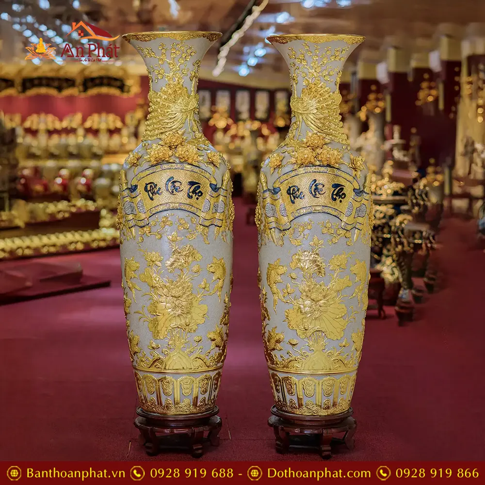 Lọ Lộc Bình Phúc Lộc Thọ Dát Vàng Kín Kênh Đắp Nổi Cao Cấp DT938 3 Lọ Lộc Bình Phúc Lộc Thọ Dát Vàng Kín Kênh Đắp Nổi Cao Cấp DT938