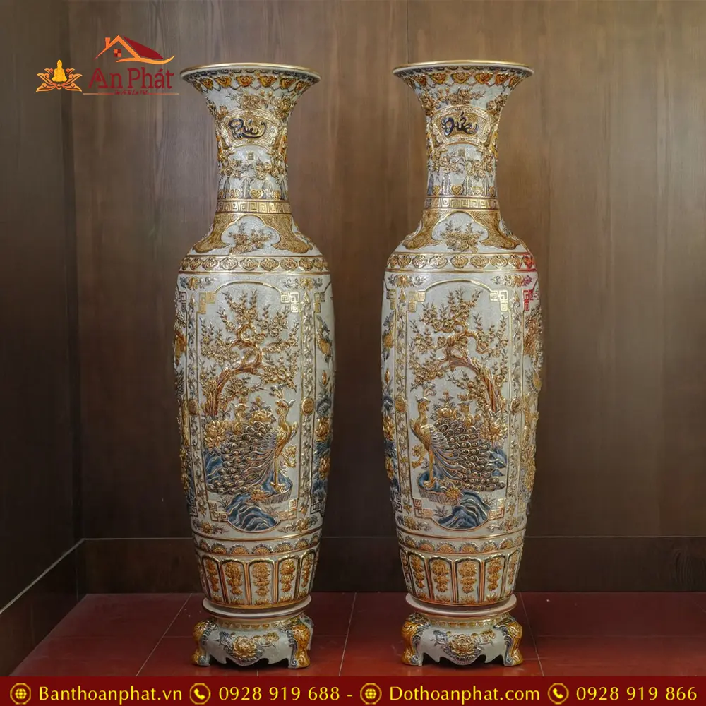 Lọ Lộc Bình Tứ Cảnh Vẽ Vàng Đắp Nổi Cao Cấp Bát Tràng DT941 9 Lọ Lộc Bình Tứ Cảnh Vẽ Vàng Đắp Nổi Cao Cấp Bát Tràng DT941