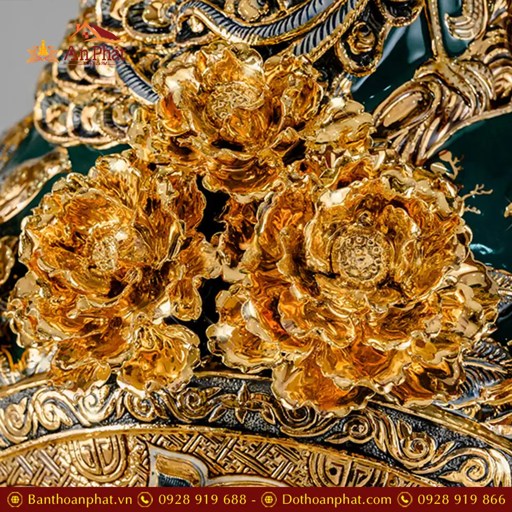 Lọ Lộc Bình Vẽ Vàng Xanh Lục Bảo Đắp Nổi Phúc Lộc Thọ DT945 14 lo loc binh ve vang xanh luc bao dap noi phuc loc tho dt94500003