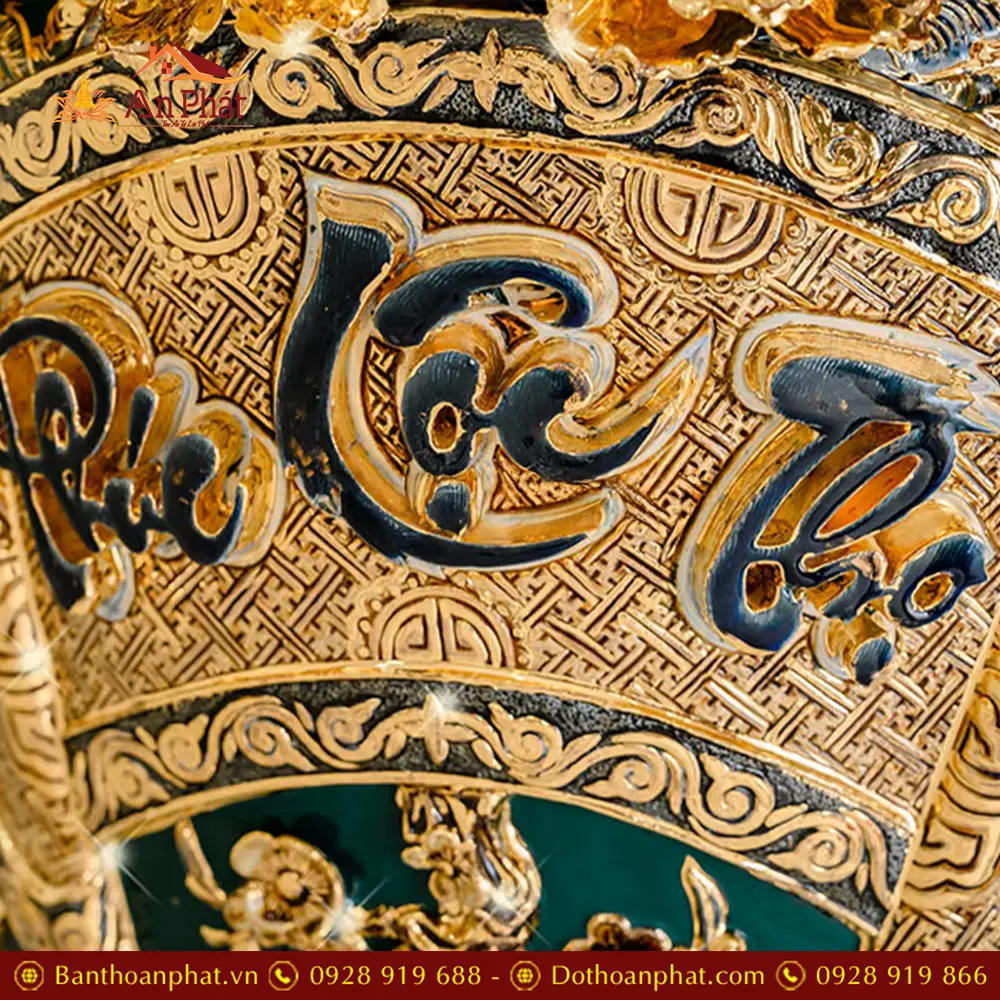 Lọ Lộc Bình Vẽ Vàng Xanh Lục Bảo Đắp Nổi Phúc Lộc Thọ DT945 15 lo loc binh ve vang xanh luc bao dap noi phuc loc tho dt94500004