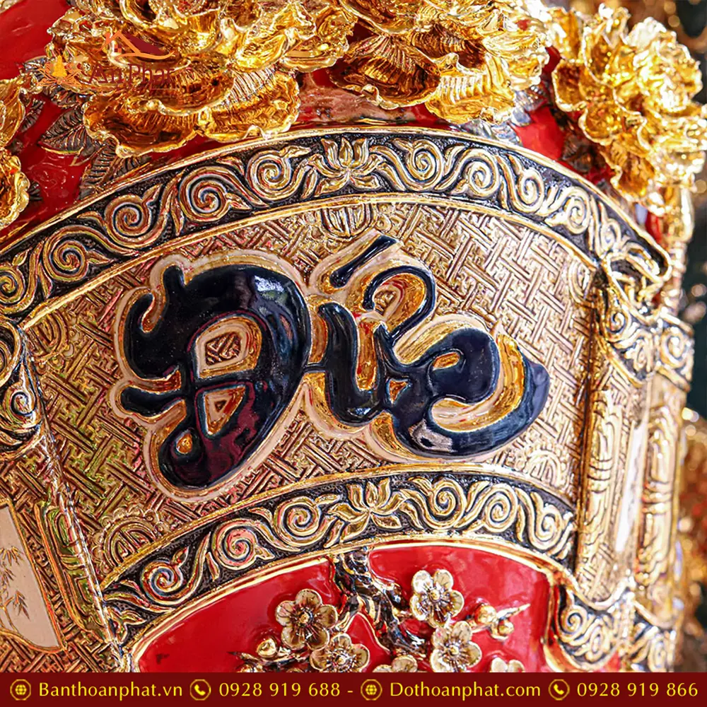 Lộc Bình Cao Cấp Phúc Đức Đắp Nổi Vẽ Vàng Men Màu Đỏ DT948 27 loc binh cao cap phuc duc dap noi ve vang men mau do dt94800006