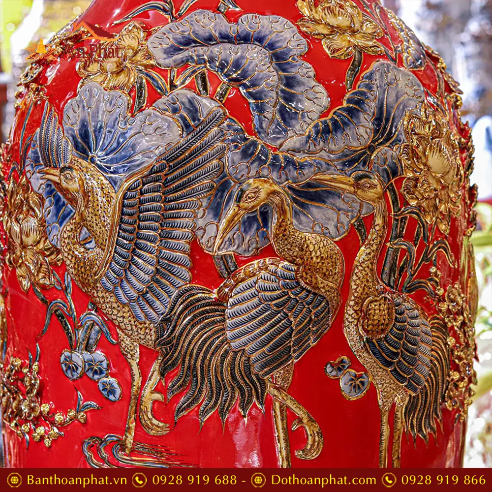 Lộc Bình Cao Cấp Phúc Đức Đắp Nổi Vẽ Vàng Men Màu Đỏ DT948 28 loc binh cao cap phuc duc dap noi ve vang men mau do dt94800012