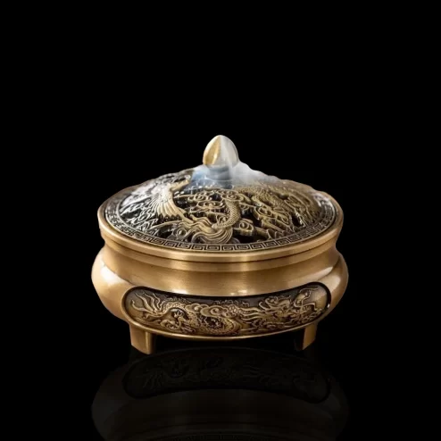 Lư Xông Trầm Bằng Đồng Rồng Phượng 3 Chân PK9528