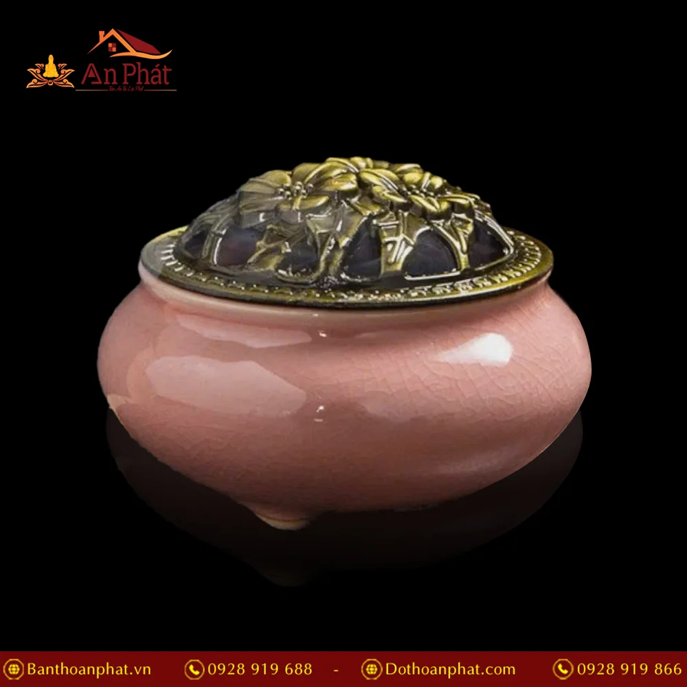 Lư Xông Trầm Gốm Vân Rạn Hồng Đất PK9508 3 Lư Xông Trầm Gốm Vân Rạn Hồng Đất PK9508 An Phát