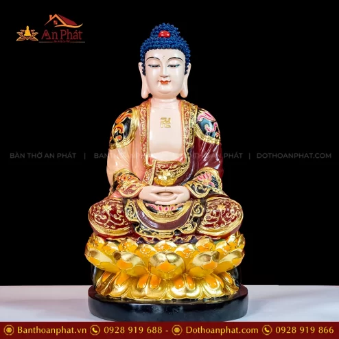 Trang Chủ 67 Tượng A Di Đà Ngồi Composite Vẽ Màu Dát Vàng T2306