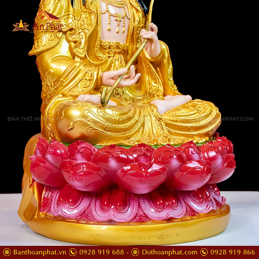 Tượng Đại Thế Chí Ngồi Composite Đế Sen Hồng màu Nhũ vàng T2305 17 Tuong Dai The Chi Ngoi Composite De Sen Hong mau Nhu vang T2305 6