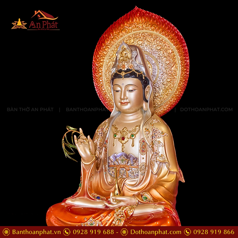 Tượng Phật Bà Quan Âm ngồi bằng đá đẹp