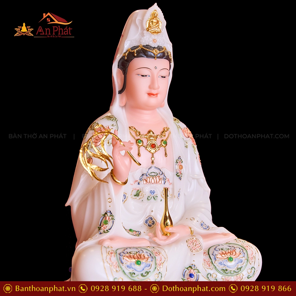 Tượng Phật Quan Âm ngồi đá đẹp