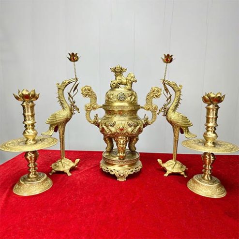 Bộ Ngũ Sự Mẫu Phụng Gia Tiên Bằng Đồng Cao Cấp DT1087