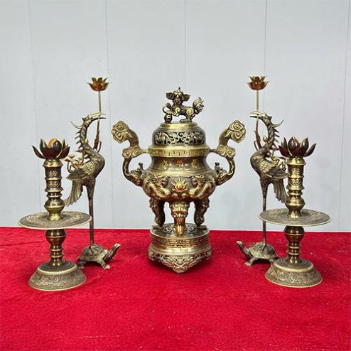 Bộ Ngũ Sự Phúc Lộc Thọ Chữ Hán Đồng Cao Cấp DT1094