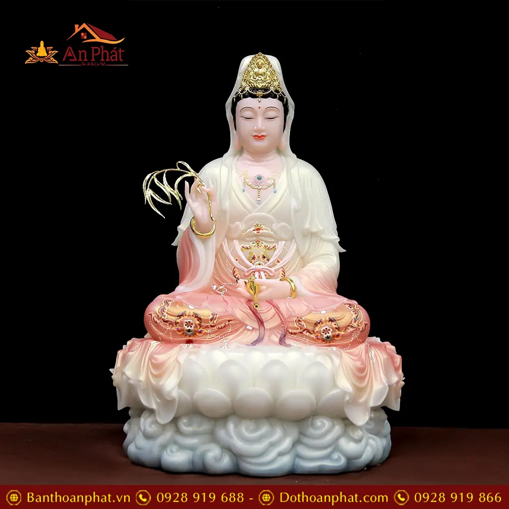 Bộ Tượng Phật Ta Bà Tam Thánh Ngồi Đài Sen Bột Đá Mẫu Phú Quý T2361 27 bo tuong phat ta ba tam thanh ngoi dai sen bot da mau phu quy t236100002