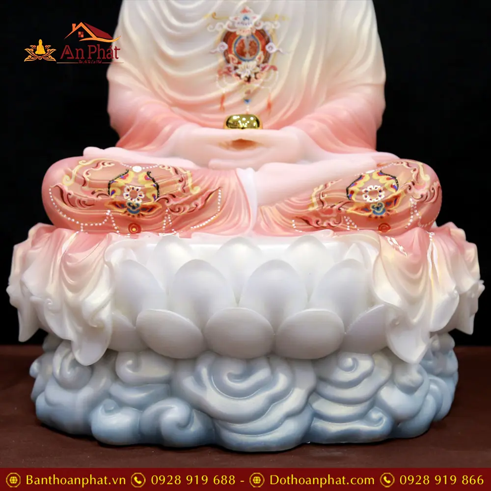 Bộ Tượng Phật Ta Bà Tam Thánh Ngồi Đài Sen Bột Đá Mẫu Phú Quý T2361 26 bo tuong phat ta ba tam thanh ngoi dai sen bot da mau phu quy t236100009