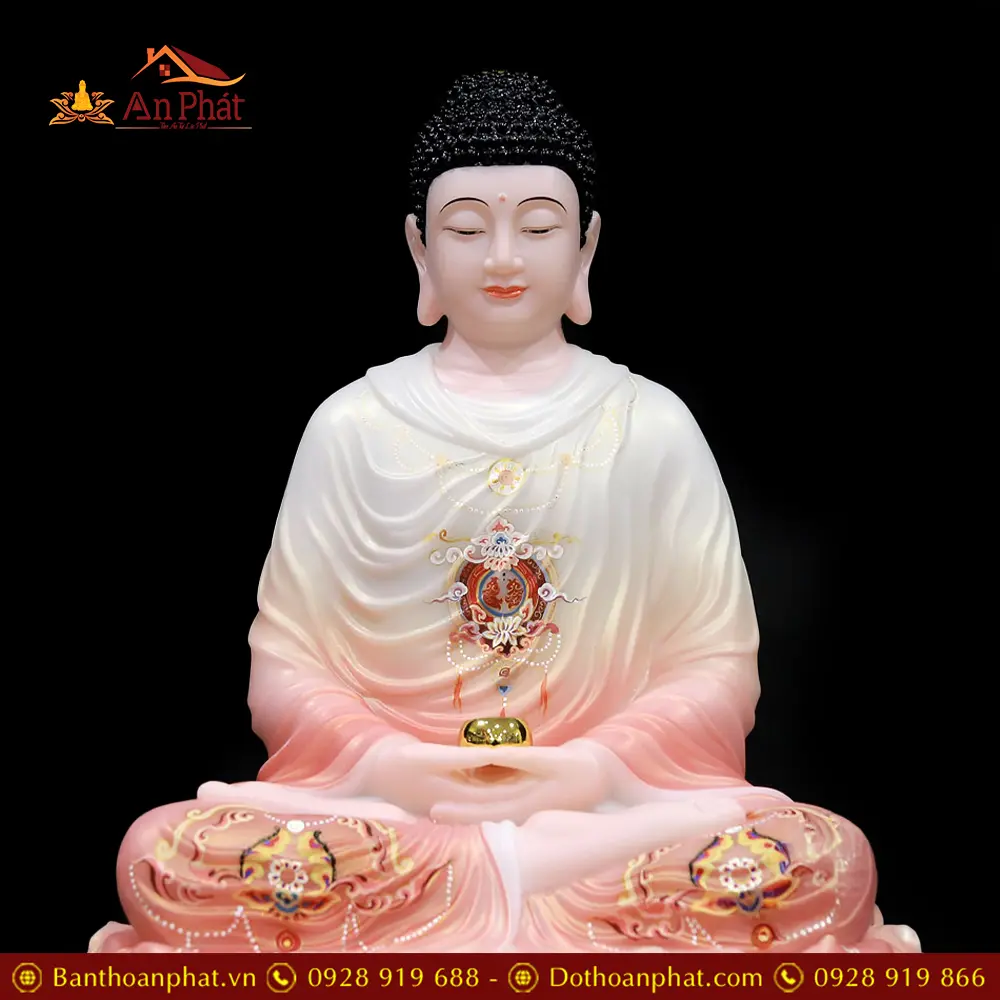 Bộ Tượng Phật Ta Bà Tam Thánh Ngồi Đài Sen Bột Đá Mẫu Phú Quý T2361 25 bo tuong phat ta ba tam thanh ngoi dai sen bot da mau phu quy t236100010