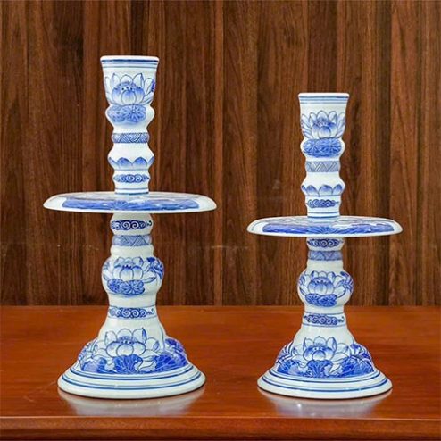 Cây Nến Cao Cấp Men Lam Bát Tràng DT1042