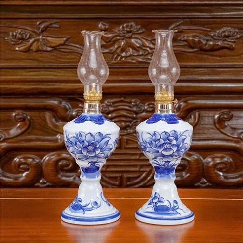 Đèn Thờ Dầu Mẫu Vuông Men Lam Cao Cấp Bát Tràng DT1017