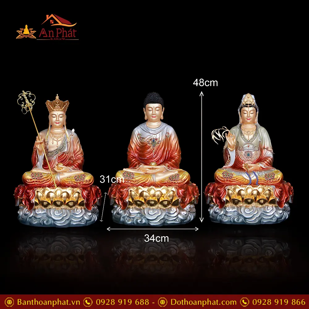 Tượng Phật Ta Bà Tam Thánh Toạ Vân Đồng Ánh Kim Cao Cấp T2332 36 tuong phat ta ba tam thanh toa van dong anh kim cao cap t233200009 2