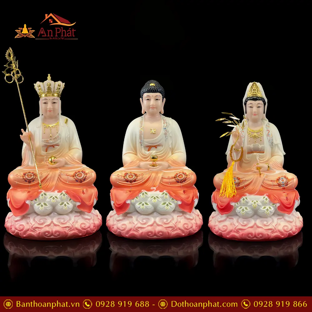 Tượng Ta Bà Tam Thánh Đế Mây Bột Đá Sơn Đỏ Cao Cấp T2366 27 Tượng Ta Bà Tam Thánh Đế Mây Bột Đá Sơn Đỏ Cao Cấp T2366