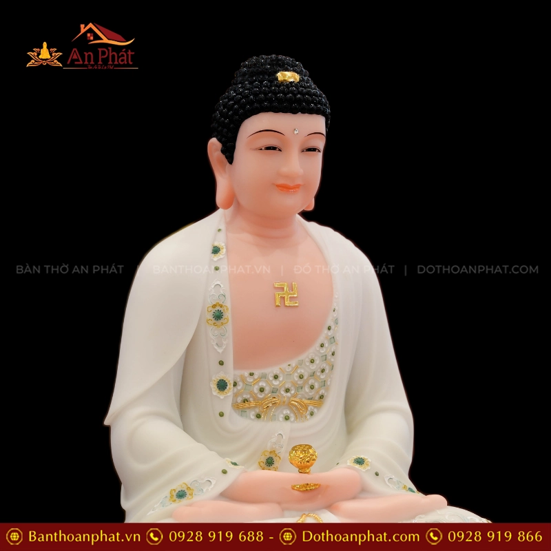 Tôn Tượng Bổn Sư Thích Ca Mâu Ni Tọa Đài Sen Đá Đài Loan Xanh trắng T2389 13 Ton Tuong Bon Su Thich Ca Mau Ni Toa Dai Sen Da Dai Loan Xanh trang T2389 3