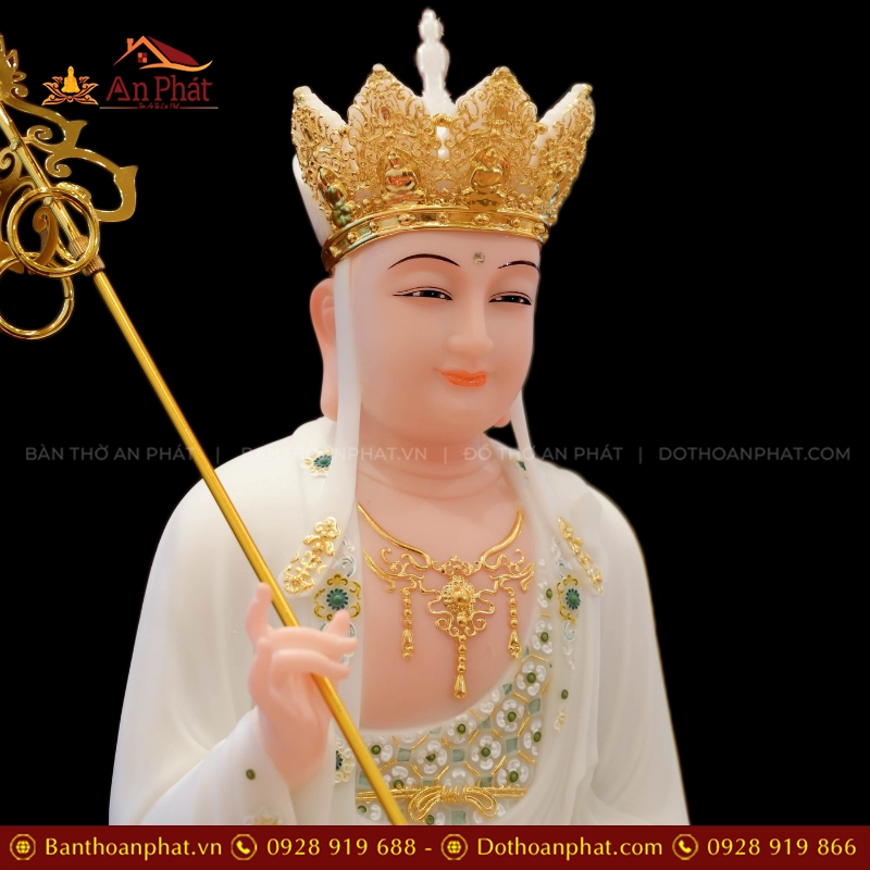 Tôn Tượng Địa Tạng Vương Tọa Đài Sen Đá Đài Loan Xanh trắng T2387 10 Ton Tuong Dia Tang Vuong Toa Dai Sen Da Dai Loan Xanh trang T2387 3