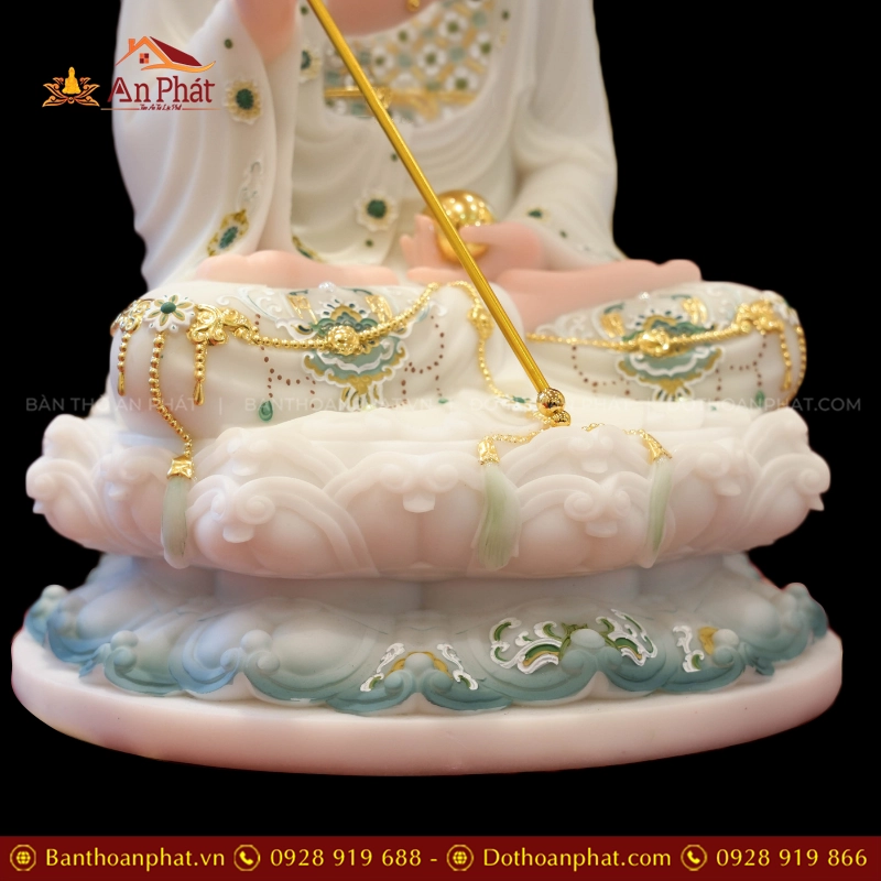 Tôn Tượng Địa Tạng Vương Tọa Đài Sen Đá Đài Loan Xanh trắng T2387 11 Ton Tuong Dia Tang Vuong Toa Dai Sen Da Dai Loan Xanh trang T2387 4