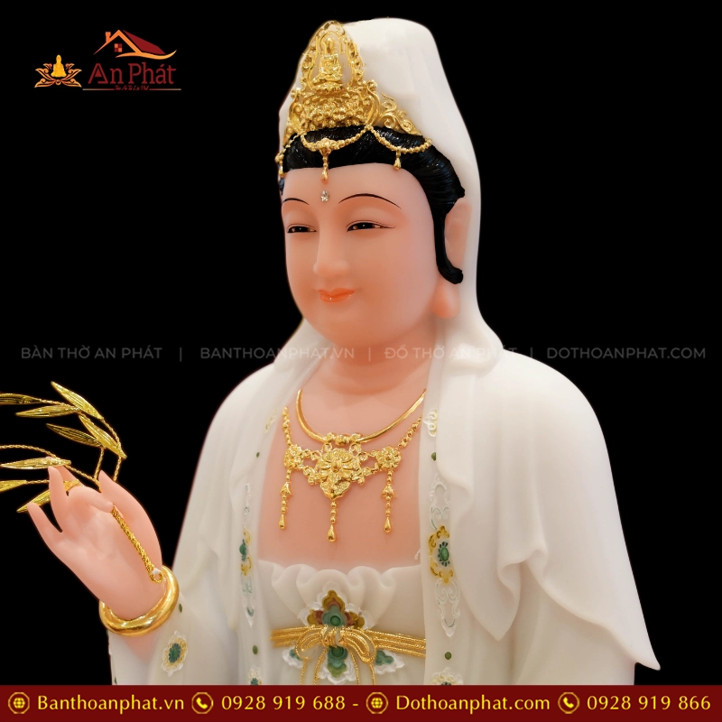 Tôn Tượng Tây Phương Tam Thánh Tọa Đài Sen Đá Đài Loan Xanh trắng T2385 24 Ton Tuong Tay Phuong Tam Thanh Toa Dai Sen Da Dai Loan Xanh trang T2385 5