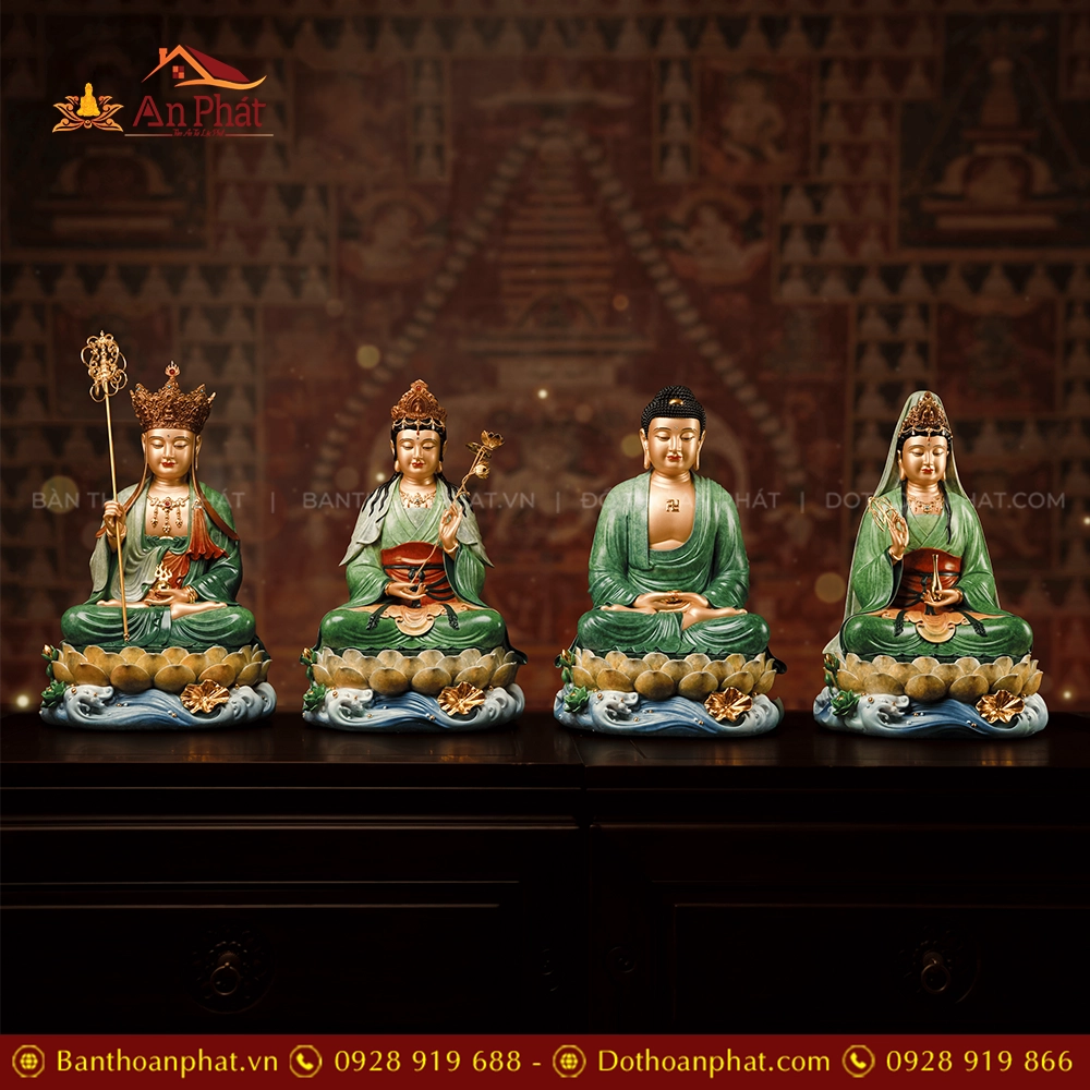 Trọn Bộ Tượng Phật Ngọc Thạch Phủ Đồng Lục Bảo Vân T2427
