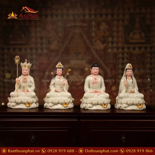 Trọn Bộ Tượng Phật Thạch Anh Men Xanh Ngọc Bảo T2424