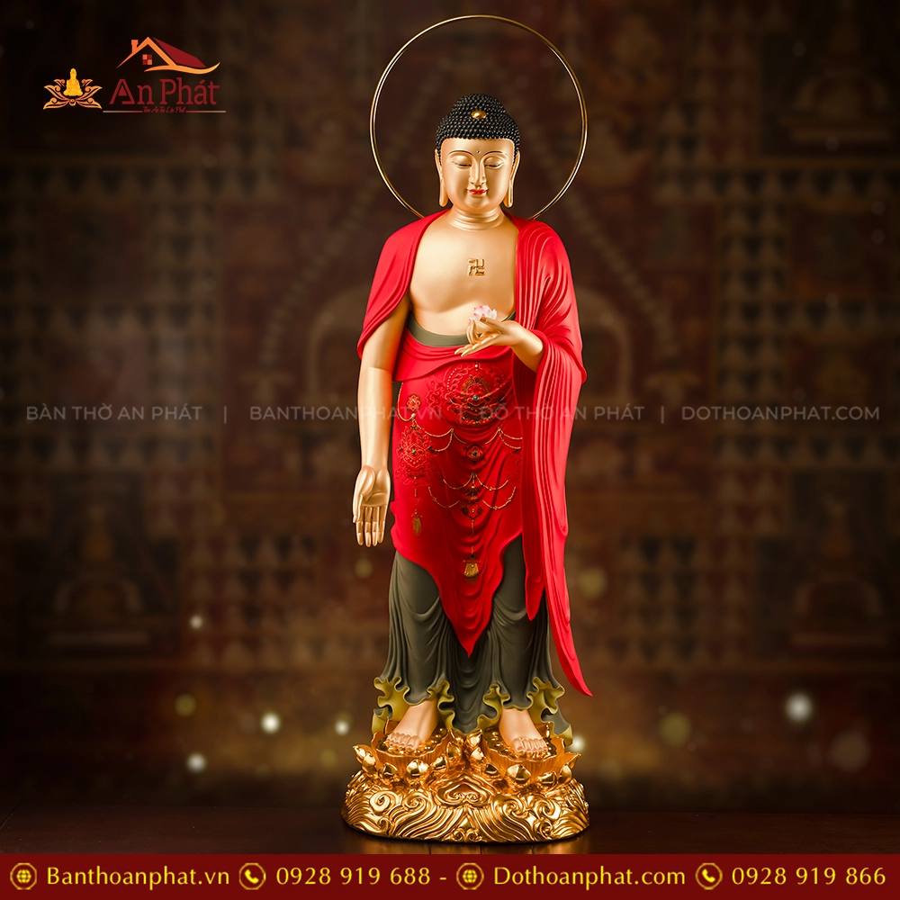 Tượng Bổn Sư Thích Ca Mâu Ni Ngọc Thạch phủ Đồng Tam Sắc Cổ T2420