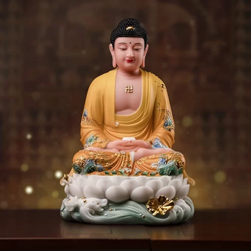 Tượng Bổn sư Thích Ca Mâu Ni Thạch Anh Ngọc Liên Hoàng Y T2413