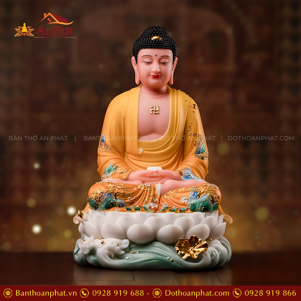 Tượng Bổn sư Thích Ca Mâu Ni Thạch Anh Ngọc Liên Hoàng Y T2413