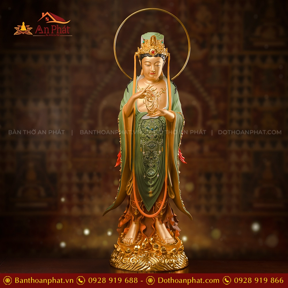 Tượng Quan Âm Ngọc Thạch phủ Đồng Tam Sắc Cổ T2407