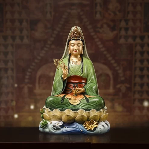 Tượng Quan Âm Ngọc Thạch phủ đồng Lục Bảo Vân T2401